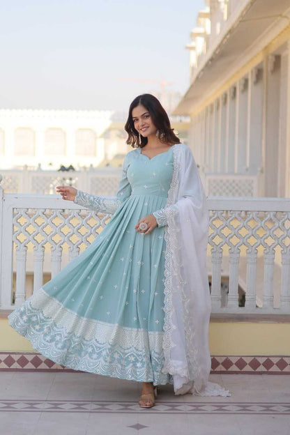 Faux Georgette Kesh133 1071 Gowns  Embroidery Anarkali Long Georgette Gowns