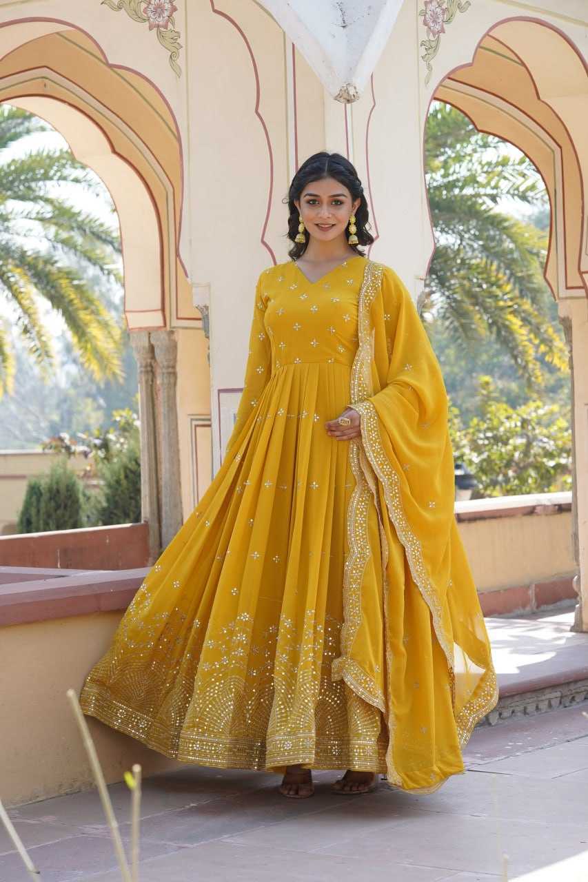 Faux Georgette Kesh133 1084 Gowns  Embroidery Anarkali Long Georgette Gowns