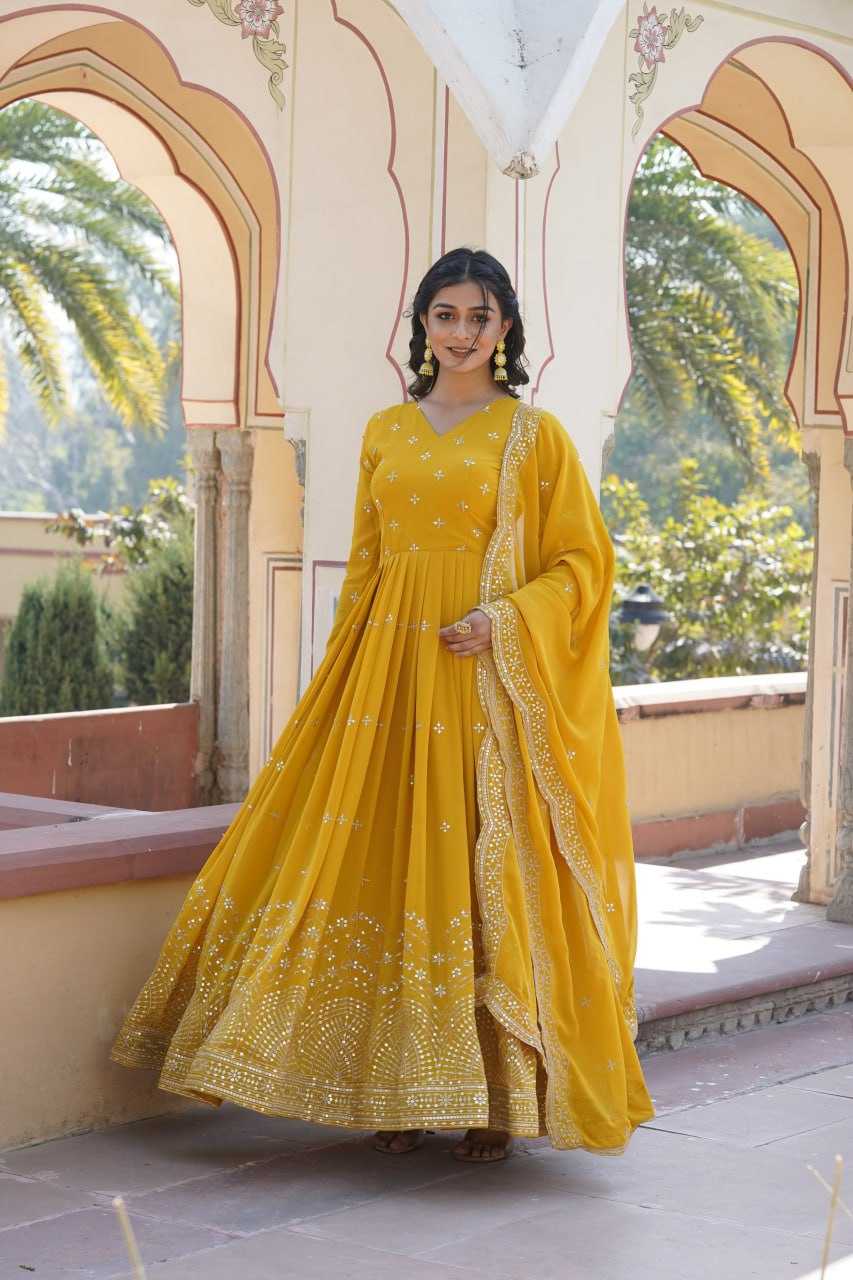 Faux Georgette Kesh133 1084 Gowns  Embroidery Anarkali Long Georgette Gowns