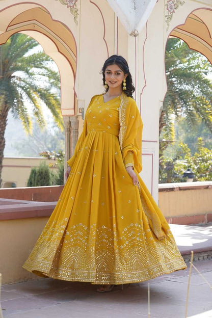 Faux Georgette Kesh133 1084 Gowns  Embroidery Anarkali Long Georgette Gowns