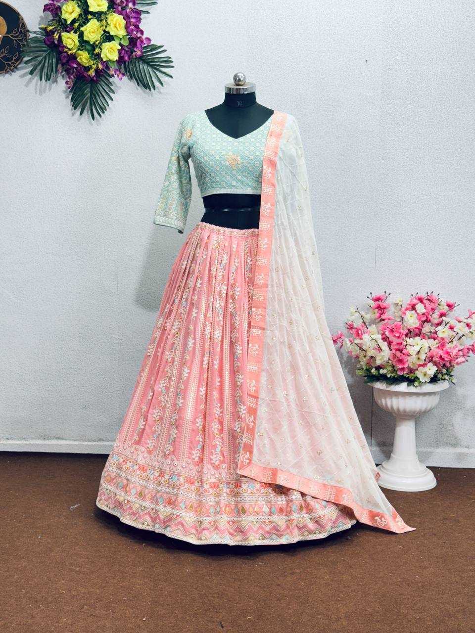 Faux Georgette Kesh138 1008 Lehengas  Traditional Embroidered Lehengas