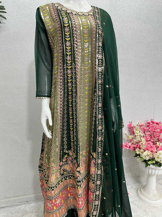 Faux Georgette Kesh138 1014 Suits & Dresses  Ladies Sharara Salwar Embroidered Georgette Weddign Suits