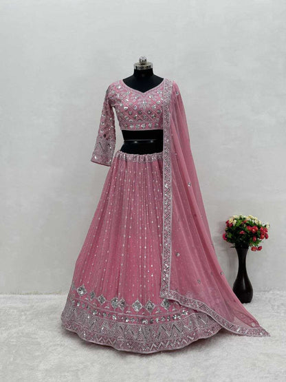 Faux Georgette Kesh138 1020 Lehengas  Traditional Embroidered Lehengas