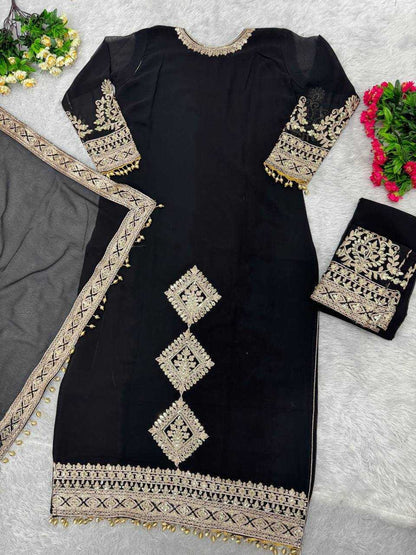 Faux Georgette Kesh139 1628 Suits & Dresses  Ladies Embroidery Georgette Party Wear Suits