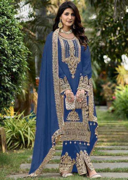 Faux Georgette Kesh139 1628 Suits & Dresses  Ladies Embroidery Georgette Party Wear Suits