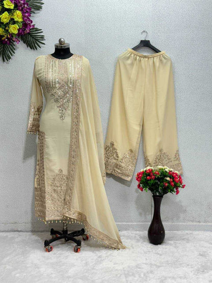 Faux Georgette Kesh139 1628 Suits & Dresses  Ladies Embroidery Georgette Party Wear Suits