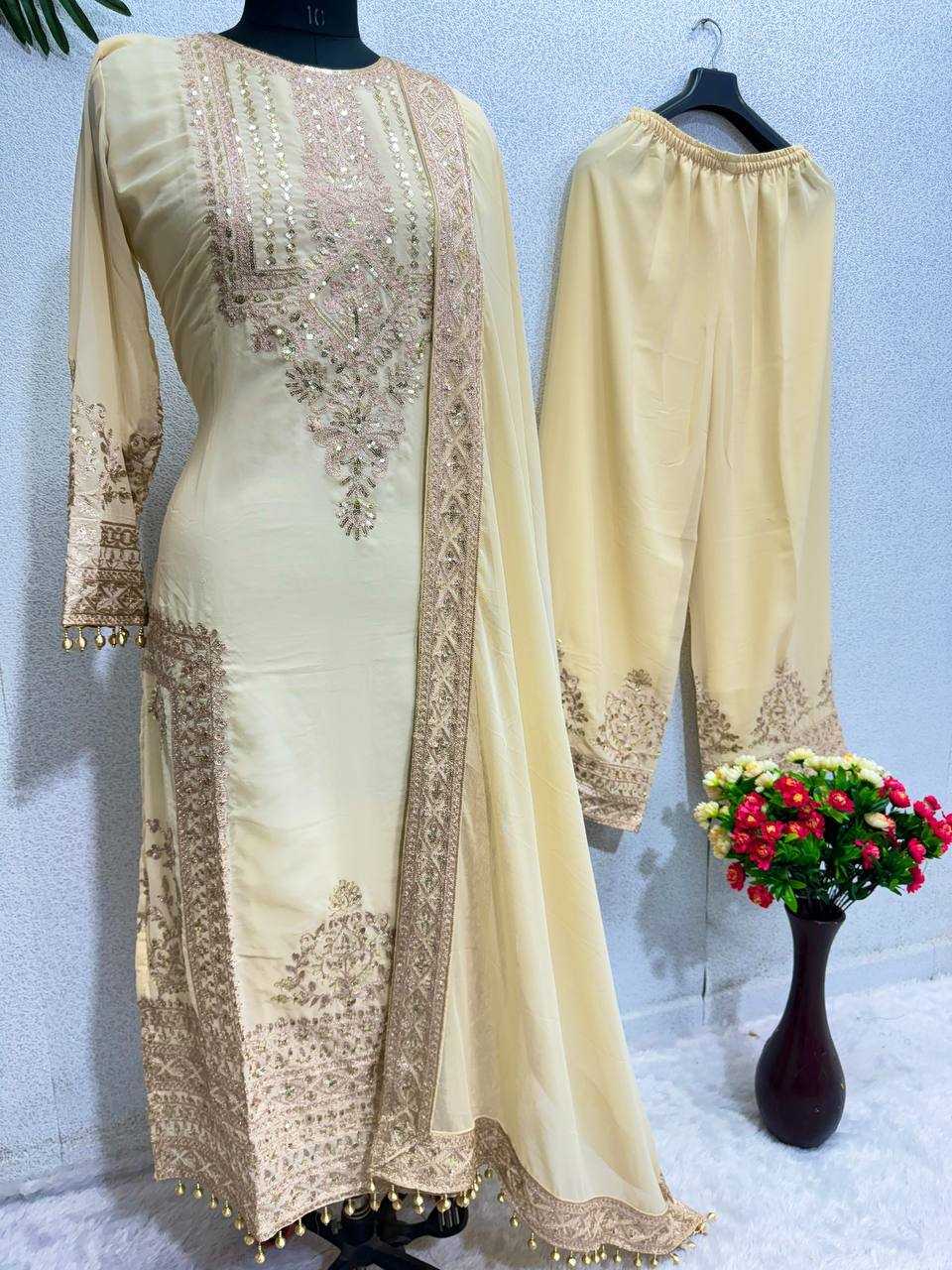 Faux Georgette Kesh139 1628 Suits & Dresses  Ladies Embroidery Georgette Party Wear Suits