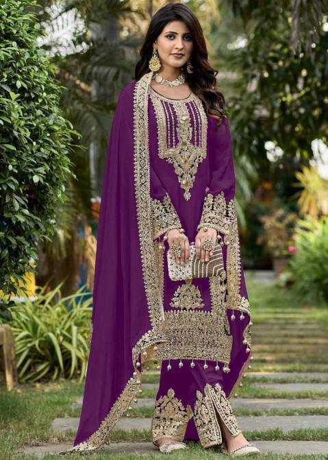 Faux Georgette Kesh139 1628 Suits & Dresses  Ladies Pakistani Embroidery Palazzo Georgette Suits