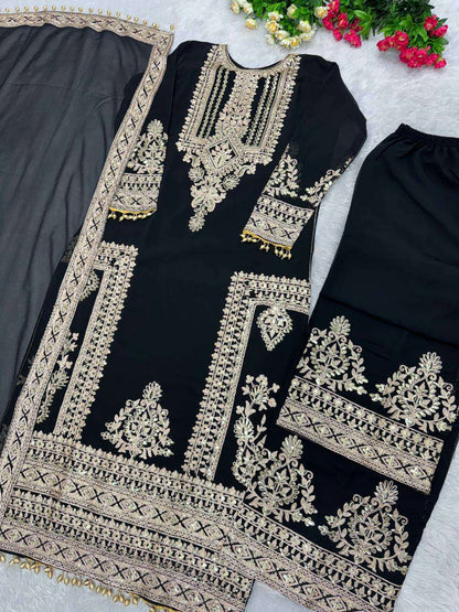 Faux Georgette Kesh139 1628 Suits & Dresses  Ladies Pakistani Embroidery Palazzo Georgette Suits