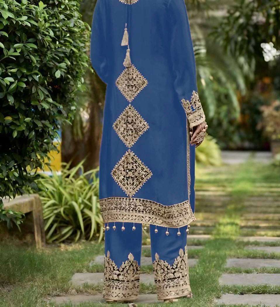 Faux Georgette Kesh139 1628 Suits & Dresses  Ladies Pakistani Embroidery Palazzo Georgette Suits