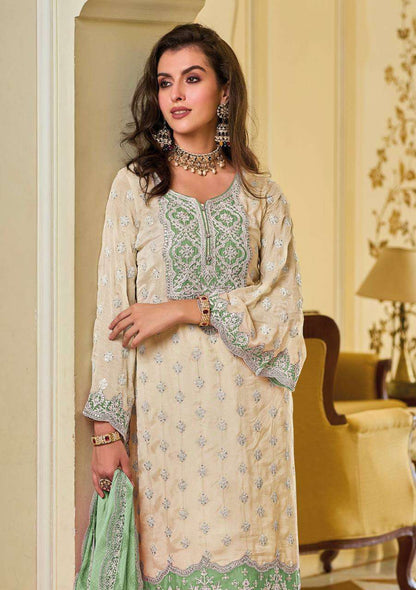 Faux Georgette Kesh139 1637 Suits & Dresses  Embroidered Palazzo Georgette Party Wear Wedding Suits