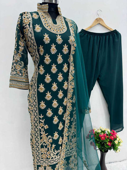 Faux Georgette Kesh140 172 Suits & Dresses Islamic Clothing  Pakistani Embroidery Georgette Wedding Suits