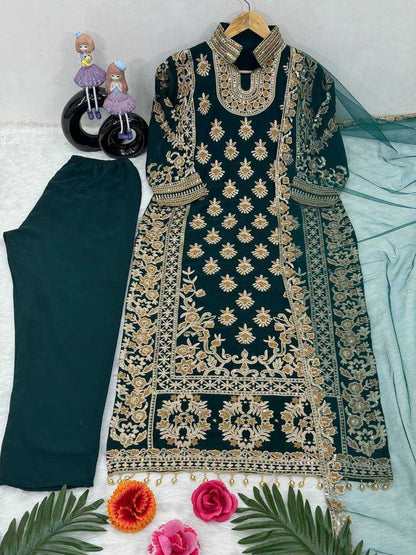 Faux Georgette Kesh140 172 Suits & Dresses Islamic Clothing  Pakistani Embroidery Georgette Wedding Suits