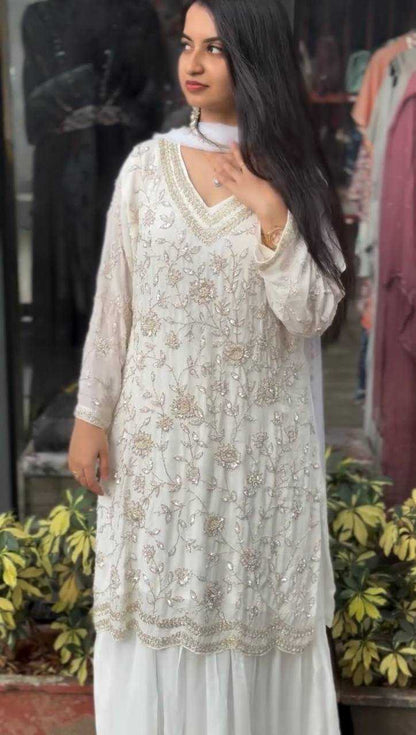 Faux Georgette Kesh140 176 Suits & Dresses Islamic Clothing  Pakistani Embroidered Palazzo Georgette Suits