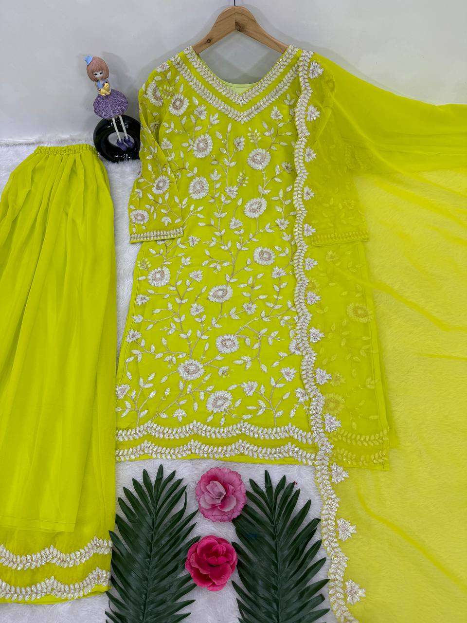 Faux Georgette Kesh140 176 Suits & Dresses Islamic Clothing  Pakistani Embroidered Palazzo Georgette Suits