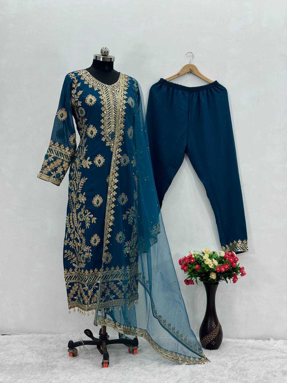 Faux Georgette Kesh140 181 Suits & Dresses Islamic Clothing  Ladies Pakistani Embroidered Georgette Suits