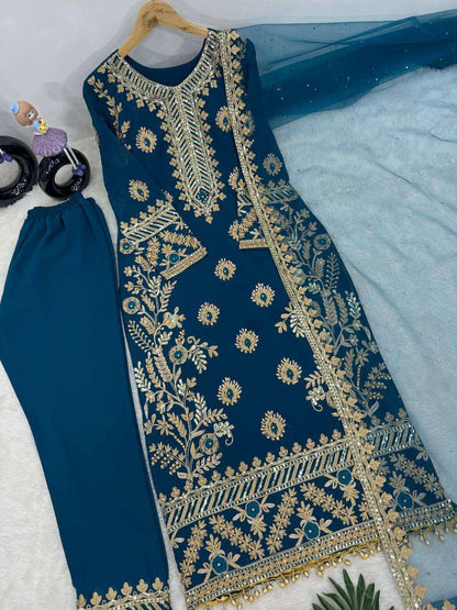 Faux Georgette Kesh140 181 Suits & Dresses Islamic Clothing  Ladies Pakistani Embroidered Georgette Suits