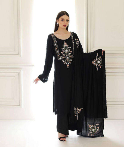 Faux Georgette Kesh141 1016 Suits & Dresses  Embroidery Ladies Palazzo Georgette Suits