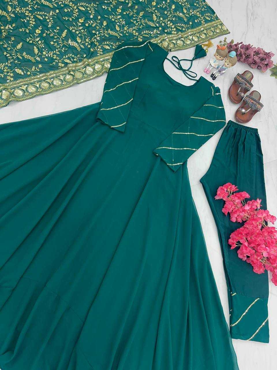 Faux Georgette Kesh141 1025 Gowns  Embroidery Anarkali Long Georgette Gowns