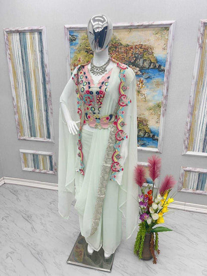 Faux Georgette Kesh141 1036 Suits & Dresses  Indo Western Embroidery Palazzo Georgette Ladies Party Wear Suits