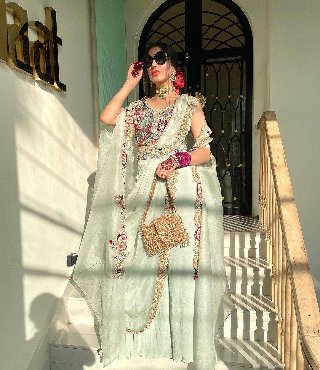 Faux Georgette Kesh141 1036 Suits & Dresses  Indo Western Embroidery Palazzo Georgette Ladies Party Wear Suits