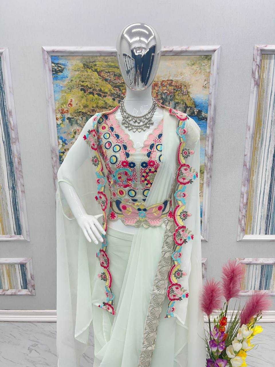 Faux Georgette Kesh141 1036 Suits & Dresses  Indo Western Embroidery Palazzo Georgette Ladies Party Wear Suits