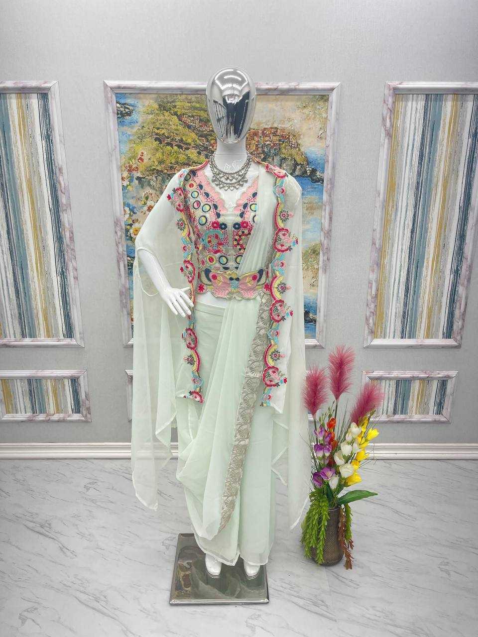 Faux Georgette Kesh141 1036 Suits & Dresses  Indo Western Embroidery Palazzo Georgette Ladies Party Wear Suits