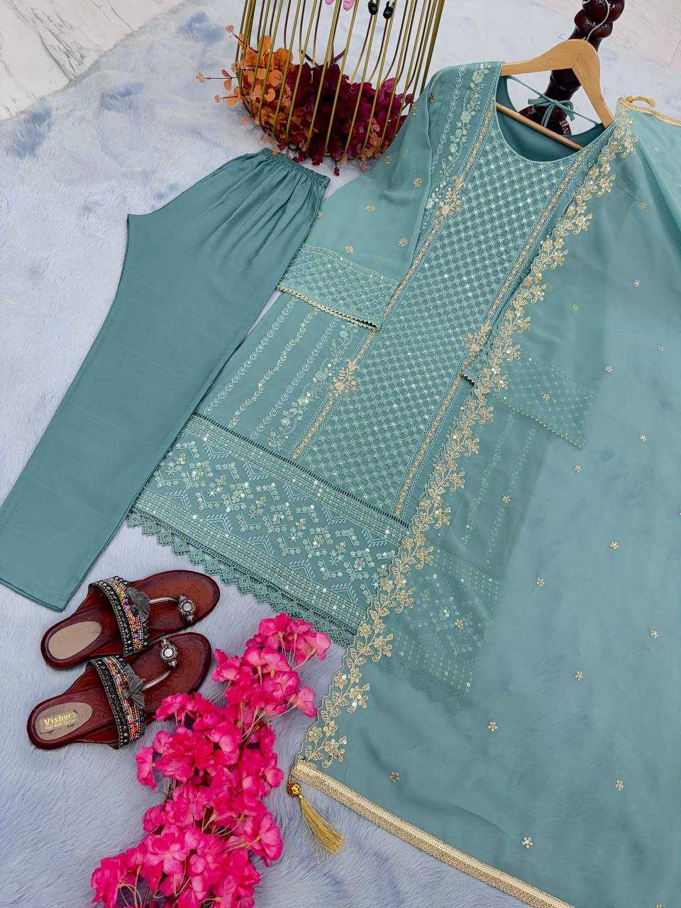 Faux Georgette Kesh141 1059 Suits & Dresses Islamic Clothing  Embroidery Pakistani Georgette Ladies Suits