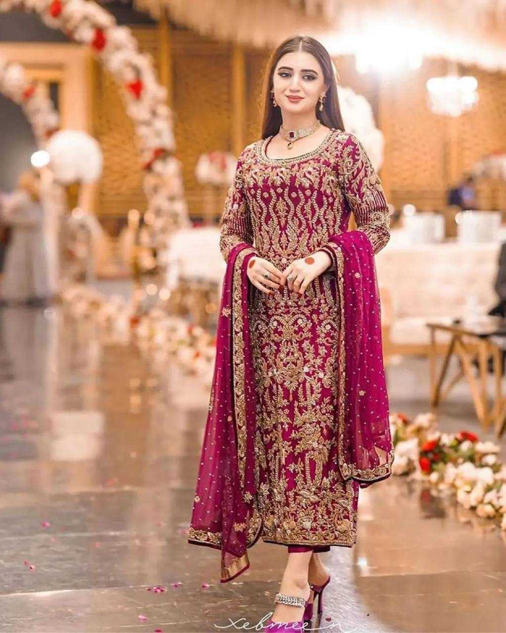 Faux Georgette Kesh141 175 Suits & Dresses Islamic Clothing  Pakistani Embrodery Georgette Wedding Suits