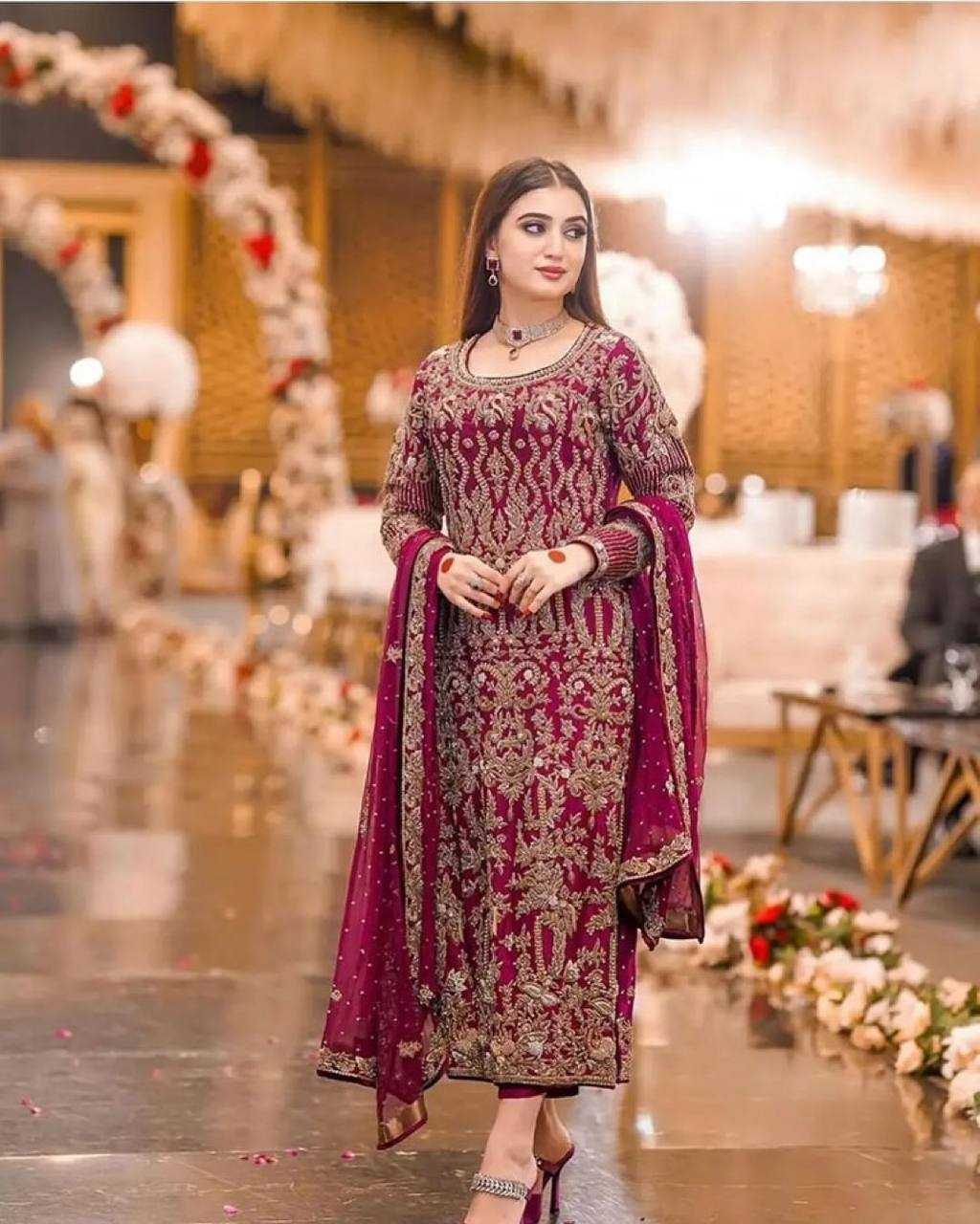 Faux Georgette Kesh141 175 Suits & Dresses Islamic Clothing  Pakistani Embrodery Georgette Wedding Suits