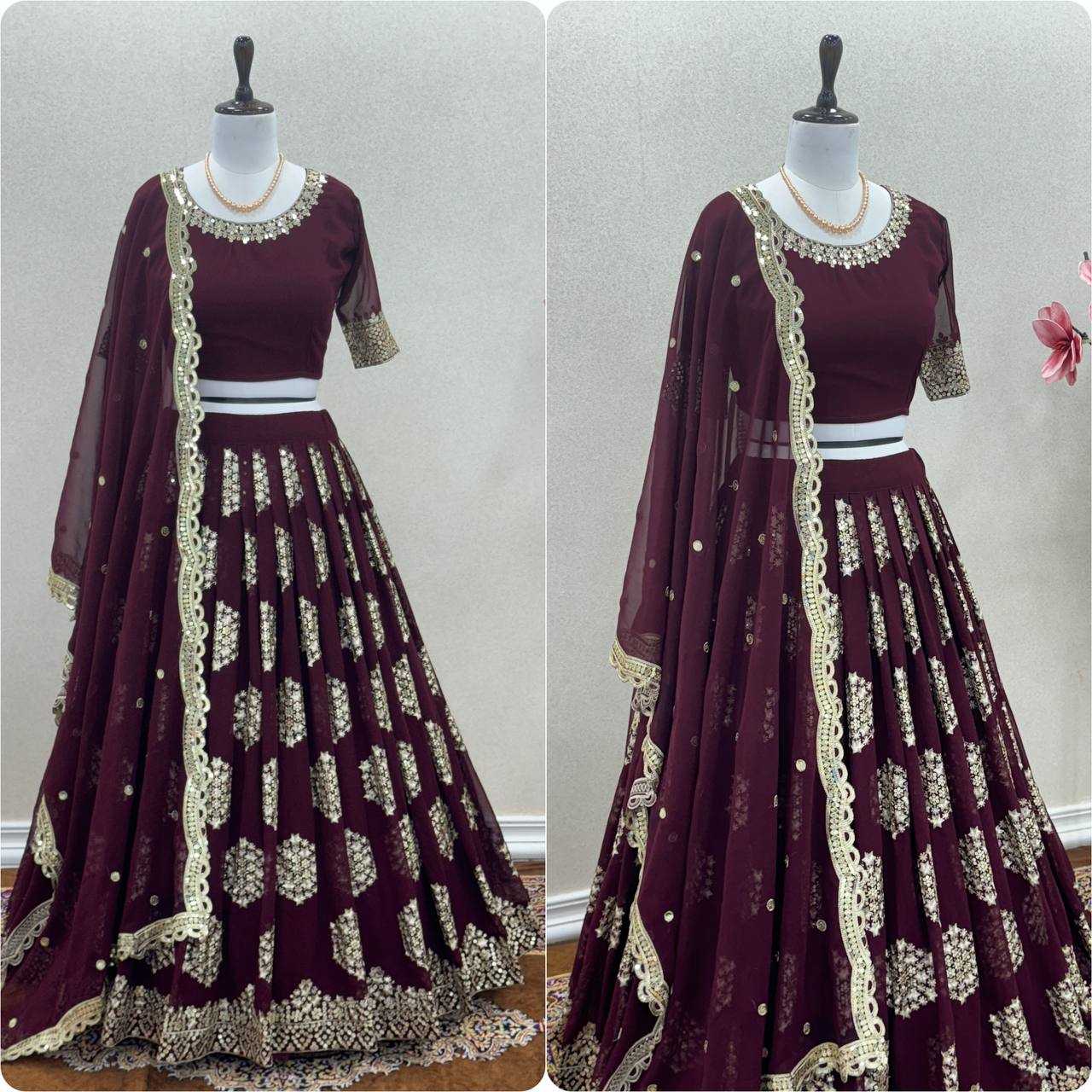 Faux Georgette Kesh141 178 Lehengas  Traditional Embroidered Lehengas