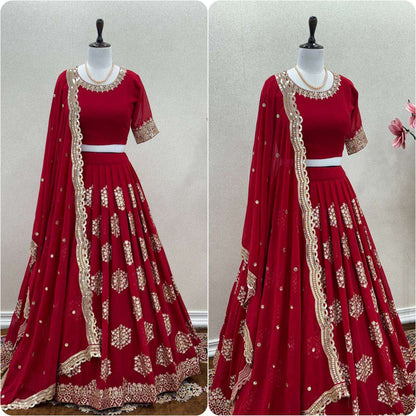 Faux Georgette Kesh141 178 Lehengas  Traditional Embroidered Lehengas