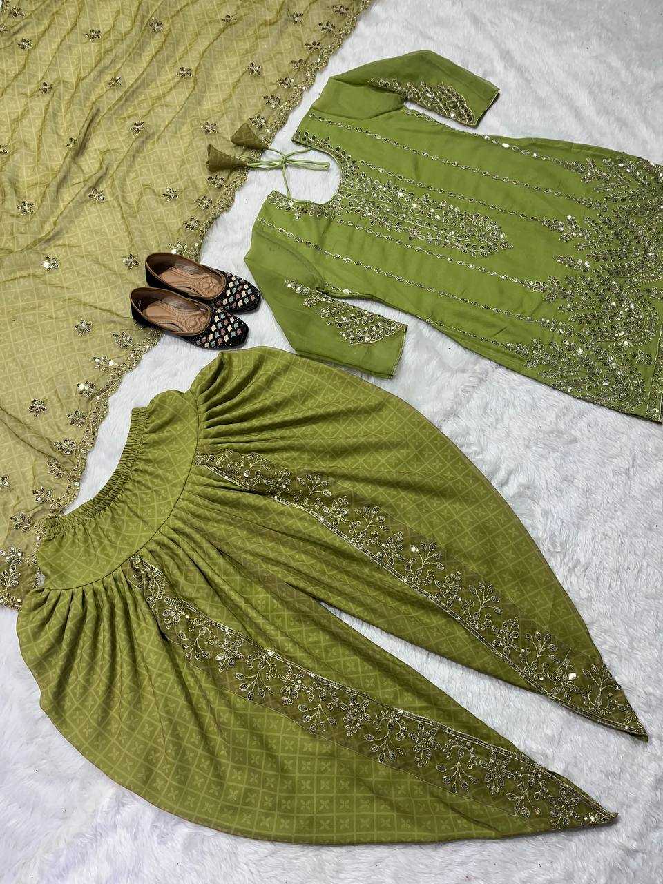 Faux Georgette Kesh144 1148 Suits & Dresses  Embroidery Patiala Ladies Salwar Georgette Dhoti Salwar Punjabi Suits