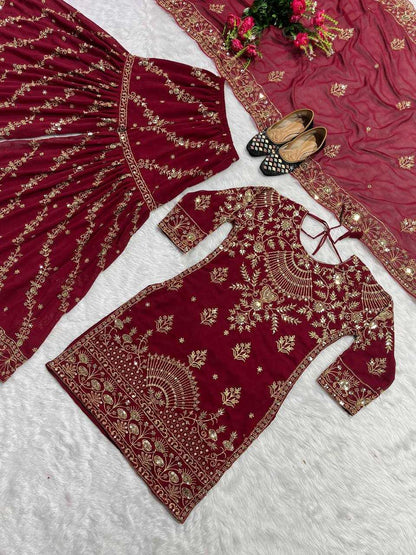 Faux Georgette Kesh144 1152 Suits & Dresses Islamic Clothing  Sharara Salwar Pakistani Embroidery Georgette Wedding Suits