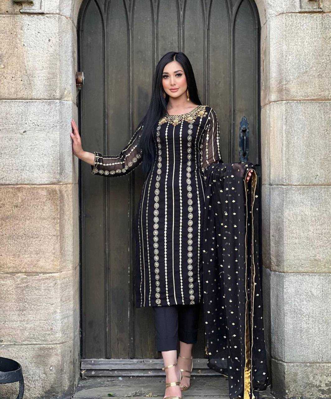 Faux Georgette Kesh144 1212 Suits & Dresses Islamic Clothing  Ladies Pakistani Embroidery Georgette Suits