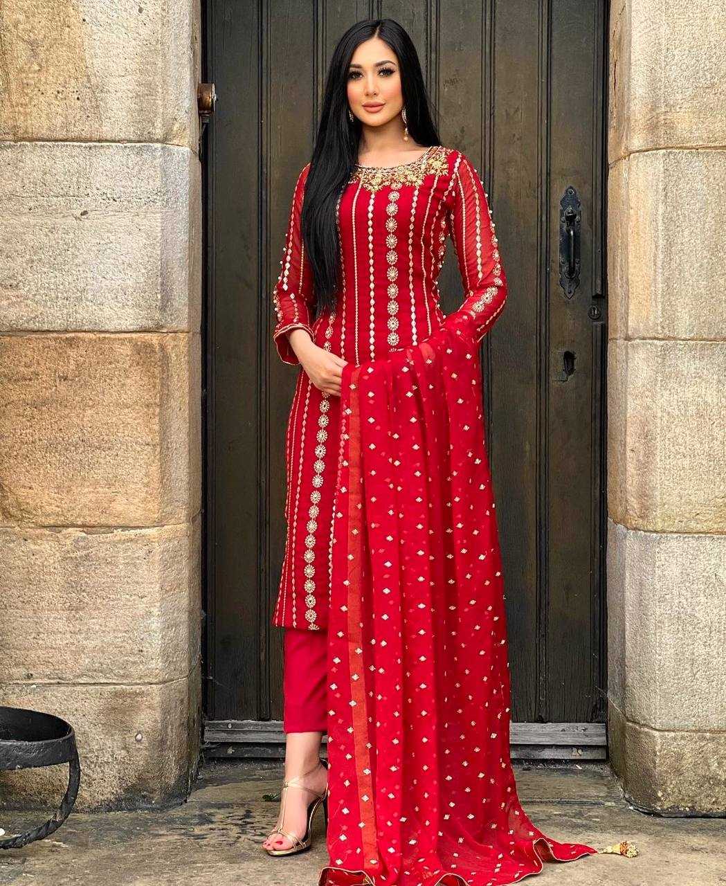 Faux Georgette Kesh144 1212 Suits & Dresses Islamic Clothing  Ladies Pakistani Embroidery Georgette Suits