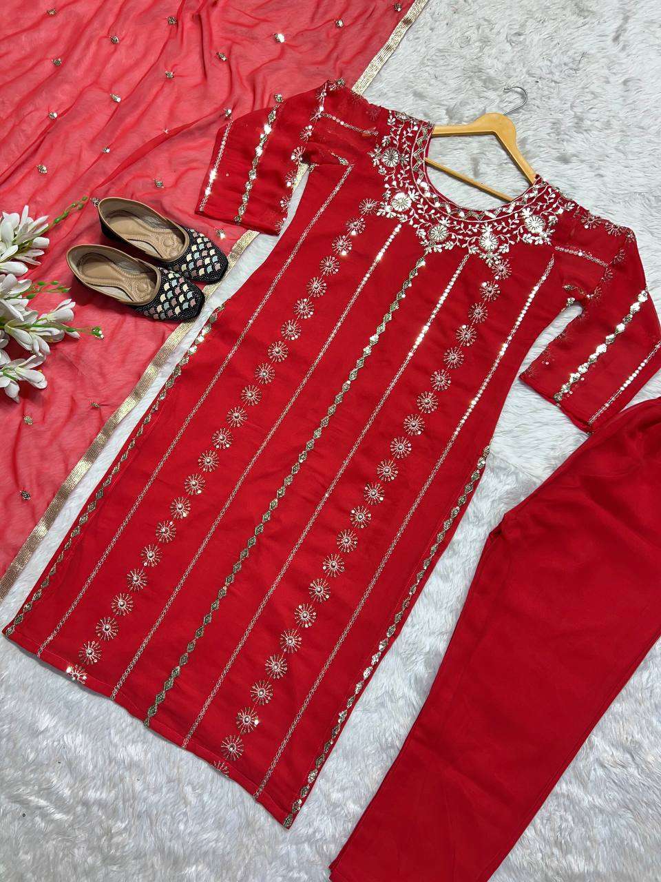 Faux Georgette Kesh144 1212 Suits & Dresses Islamic Clothing  Ladies Pakistani Embroidery Georgette Suits