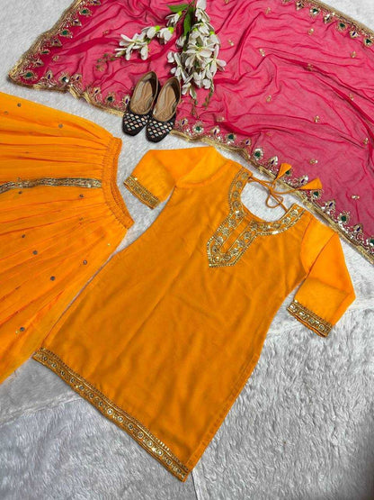 Faux Georgette Kesh144 1226B Suits & Dresses  Embroidery Ladies Suit Georgette Dhoti Salwar Suits Manufacture