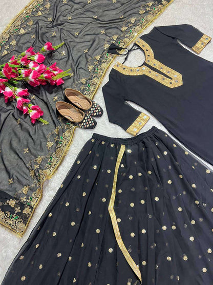 Faux Georgette Kesh145 3013 Suits & Dreeses  Embroidery Ladies Salwar Georgette Dhoti Salwar Punjabi Suits