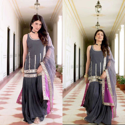 Faux Georgette Kesh146 5007 Suits & Dresses  Sharara Salwar Embroidery Georgette Ladies Party Wear Diwali Collections Suits