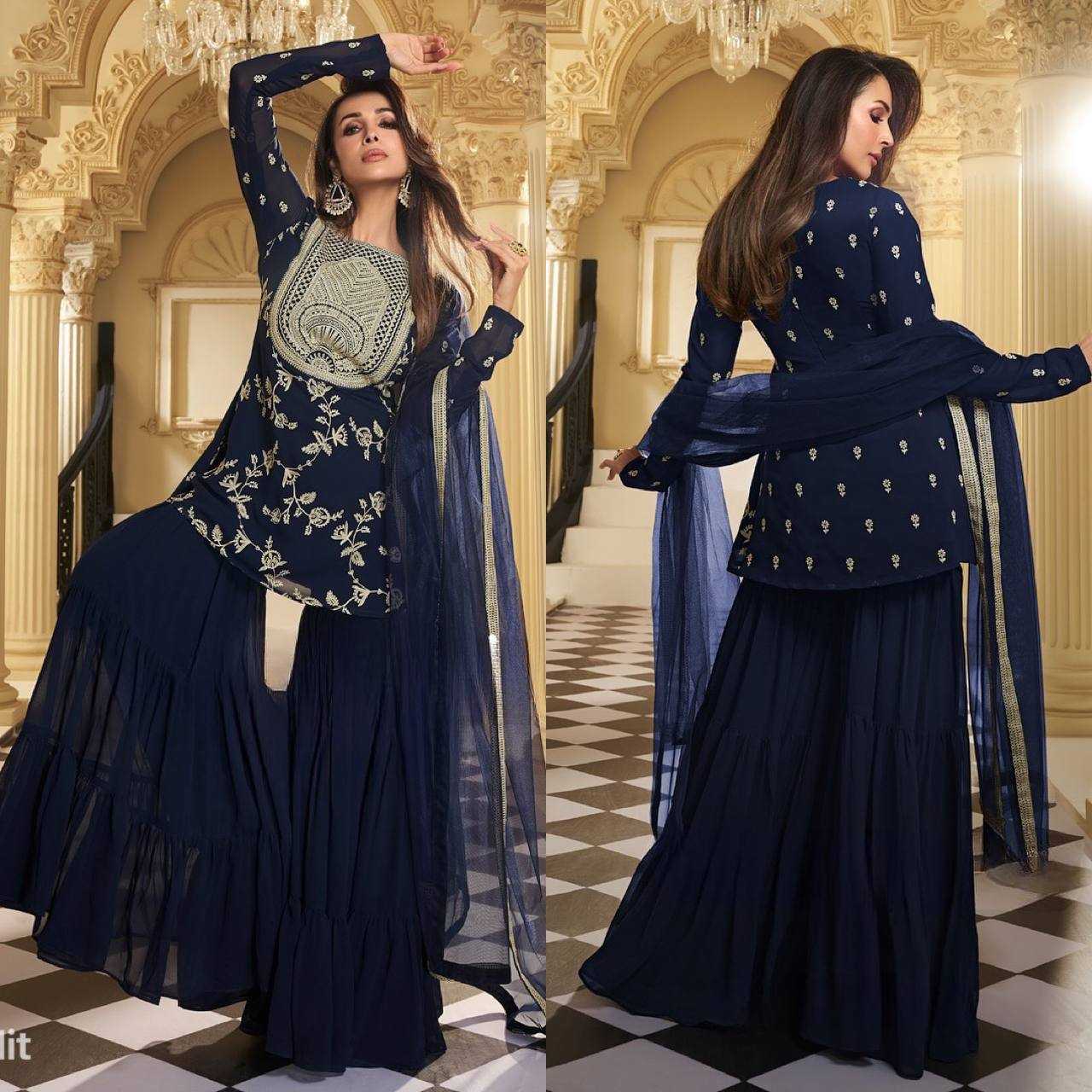 Faux Georgette Kesh146 5019 Suits & Dresses  Sharara Salwar Embroidered Georgette Ladies Party Wear Suits