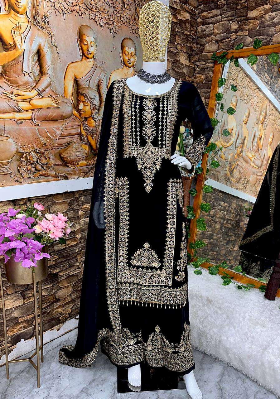 Faux Georgette Kesh147 176 Suits & Dresses Islamic Clothing  Embroidered Sharara Salwar Pakistani Georgette Wedding Suits