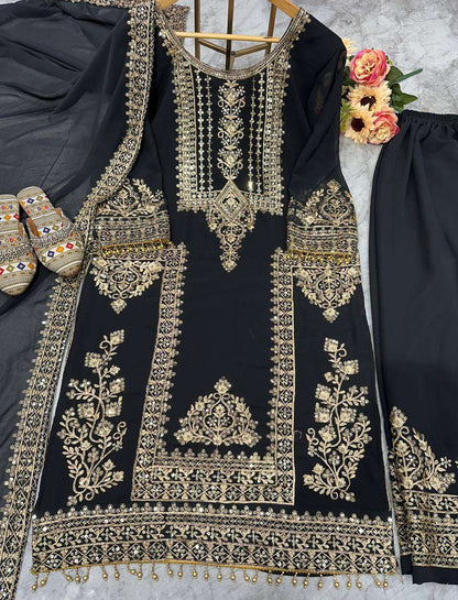 Faux Georgette Kesh147 176 Suits & Dresses Islamic Clothing  Embroidered Sharara Salwar Pakistani Georgette Wedding Suits