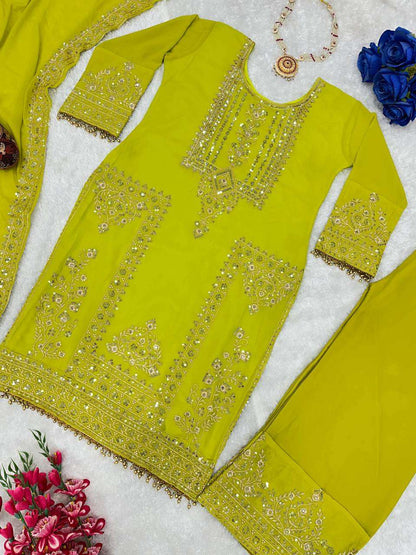 Faux Georgette Kesh147 176 Suits & Dresses Islamic Clothing  Embroidered Sharara Salwar Pakistani Georgette Wedding Suits