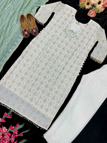 Faux Georgette Kesh147 179 Suits & Dresses Islamic Clothing  Embroidered  Pakistani  Georgette Wedding  Suits