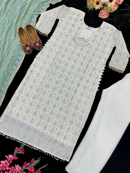 Faux Georgette Kesh147 179 Suits & Dresses Islamic Clothing  Embroidered  Pakistani  Georgette Wedding  Suits