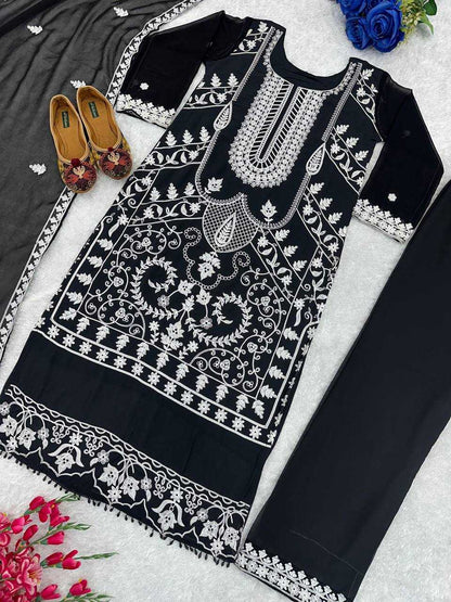 Faux Georgette Kesh147 185 Suits & Dresses  Ladies Pakistani Embroidery Georgette Suit