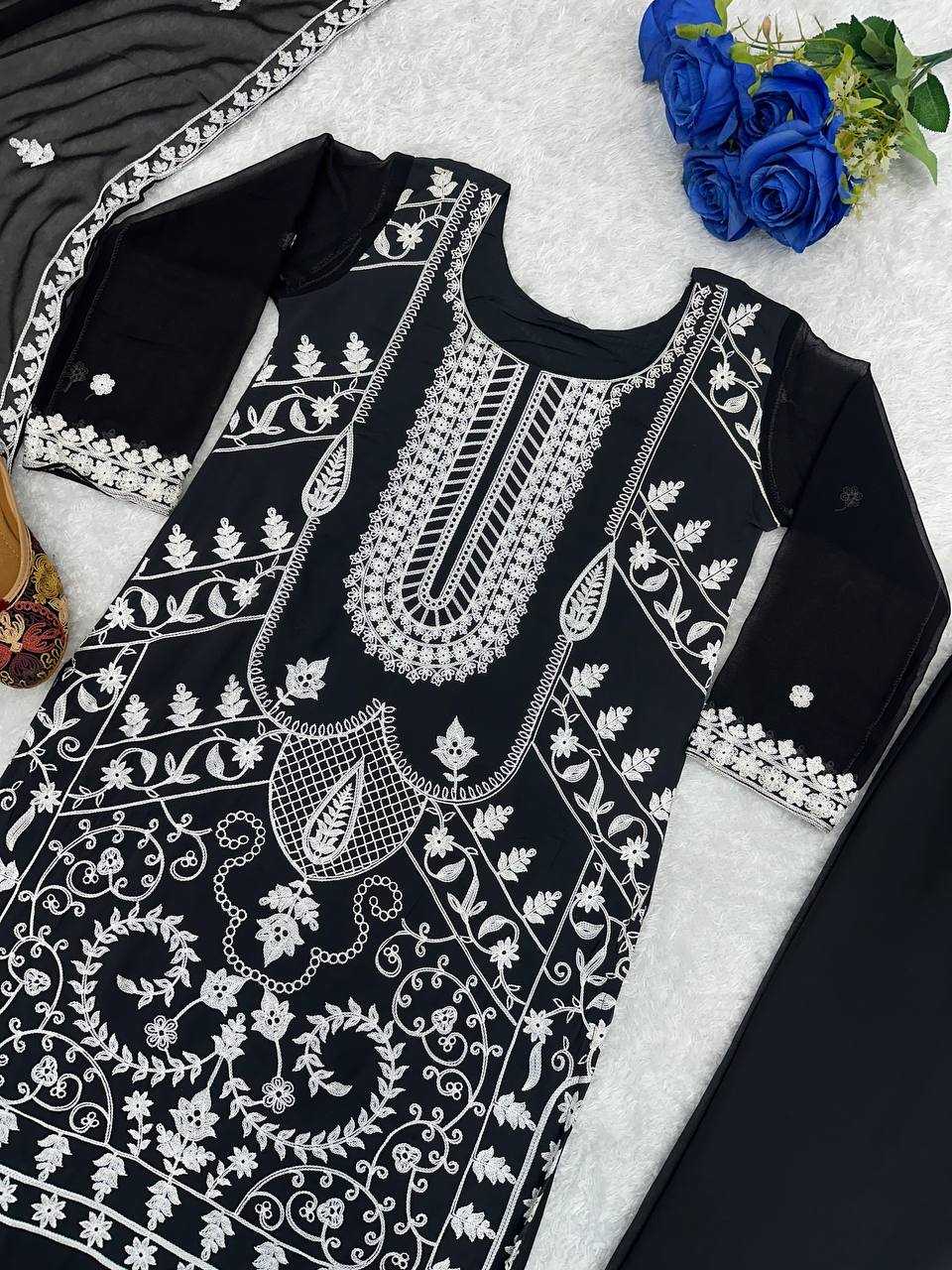 Faux Georgette Kesh147 185 Suits & Dresses  Ladies Pakistani Embroidery Georgette Suit