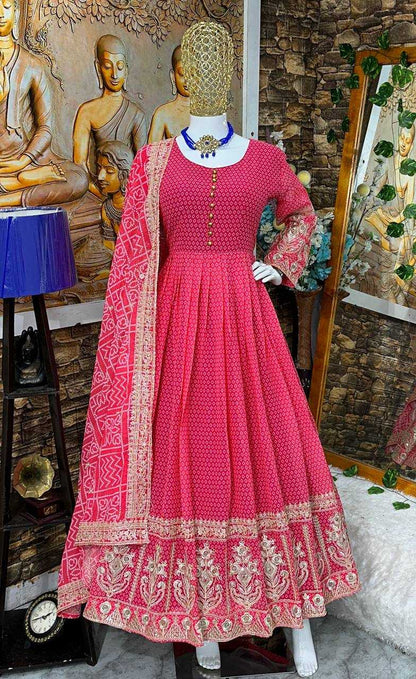 Faux Georgette Kesh147 188 Gowns  Printed Anarkali Long Georgette Gowns