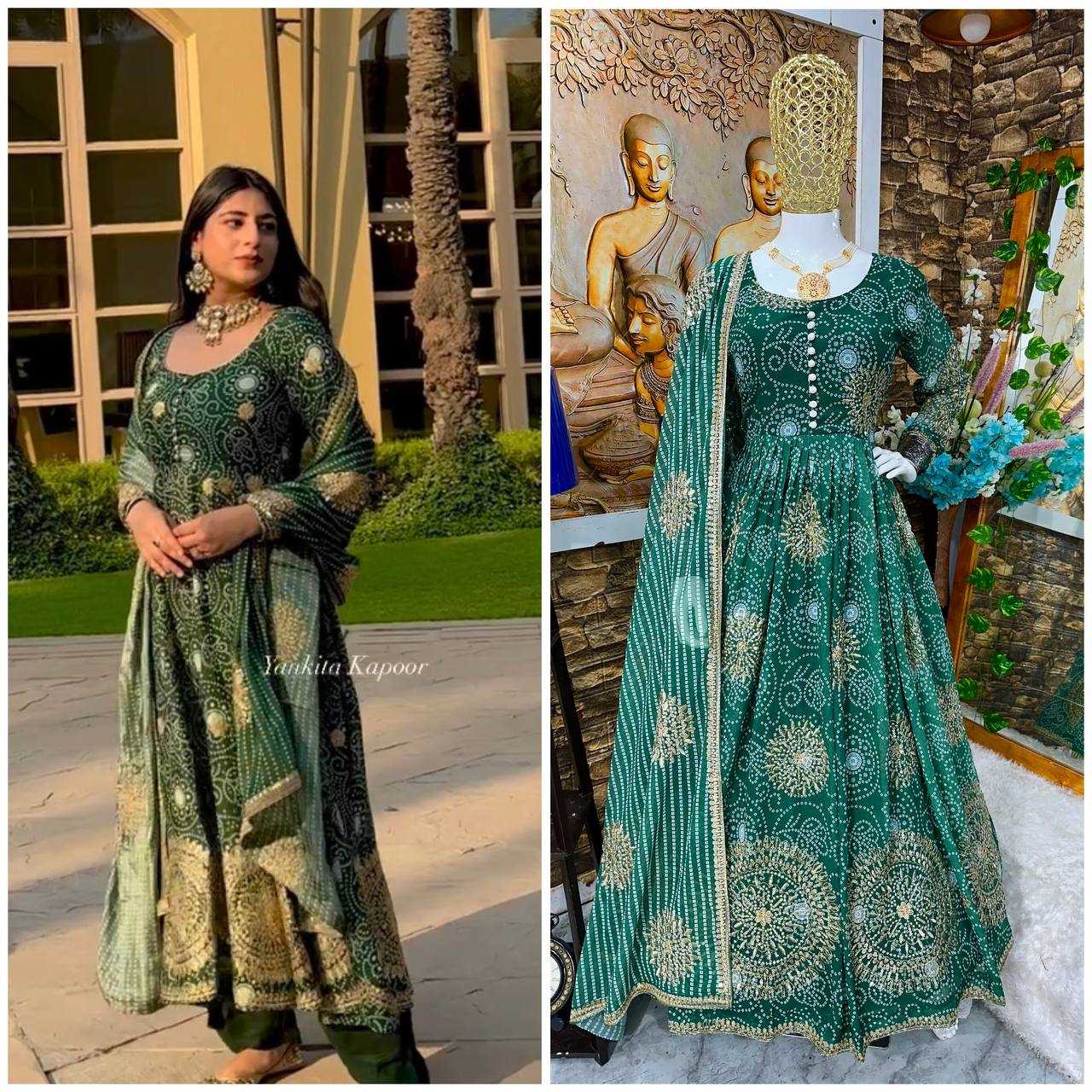 Faux Georgette Kesh147 194 Gowns  Embroidery Printed Anarkali Long Georgette Gowns